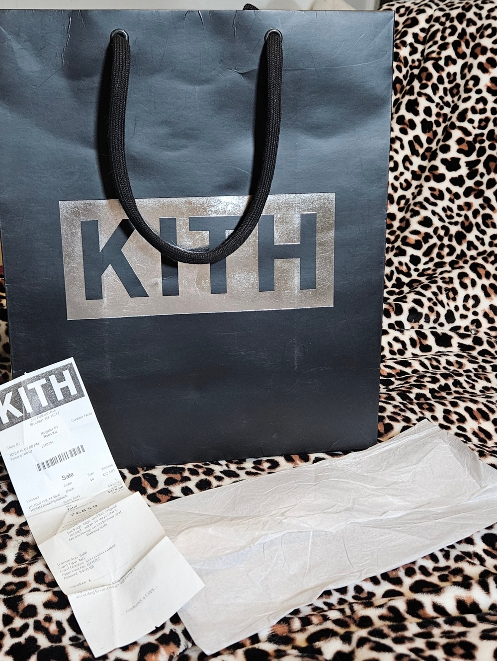 Kith Black XL Large Shopping Bag Tissue Paper Receipt Full Set Gift Box Holder
